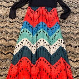 Vibrant Chevron Long Sleeve Maxi Dress